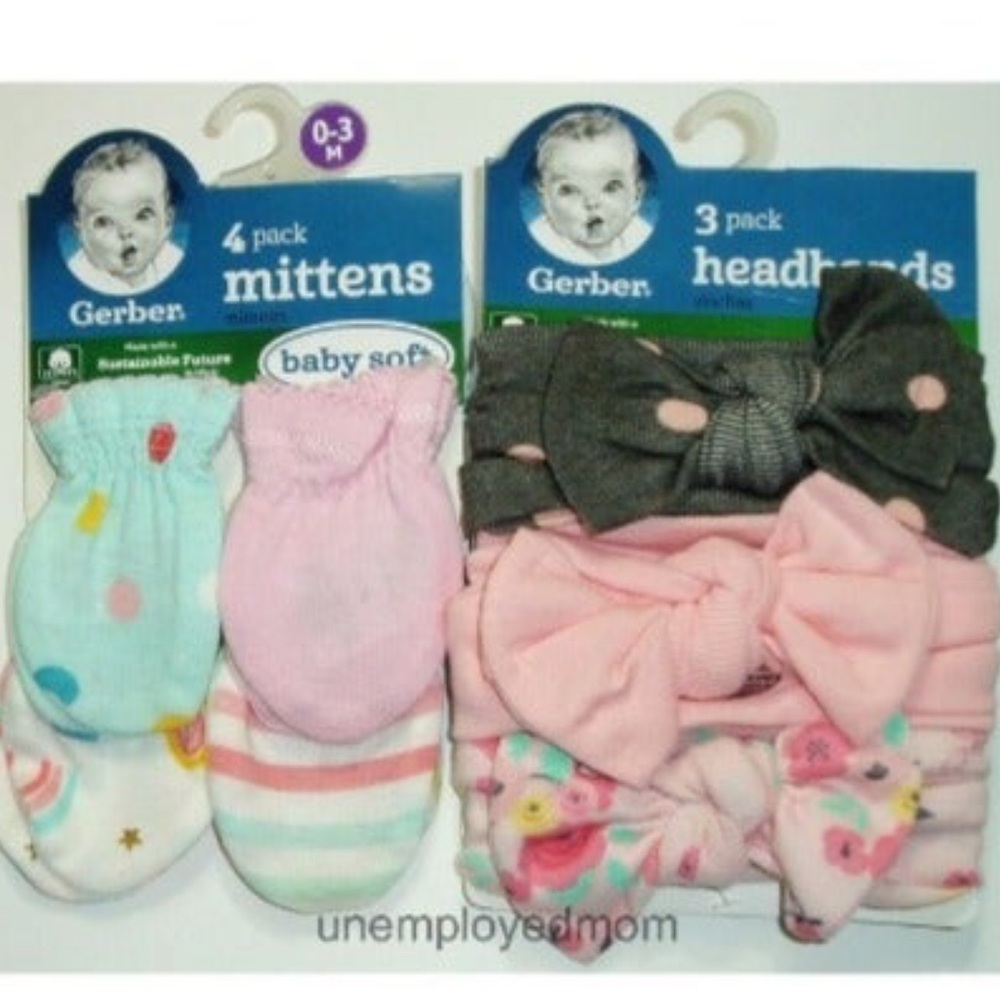 No Scratch Mittens & Headbands Bow Baby Girls Hair Accessories Headwrap Blue Pin